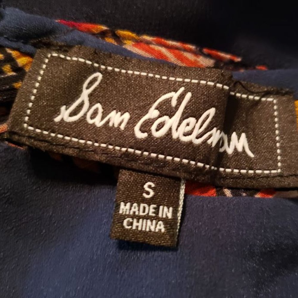 Sam Edelman Dress Size Small Paisley Flounce Hem Navy Blue - Picture 4 of 5